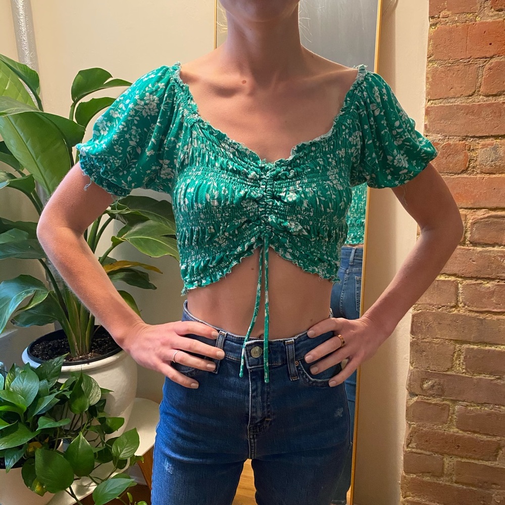 Green floral crop top from Urban Outfitters